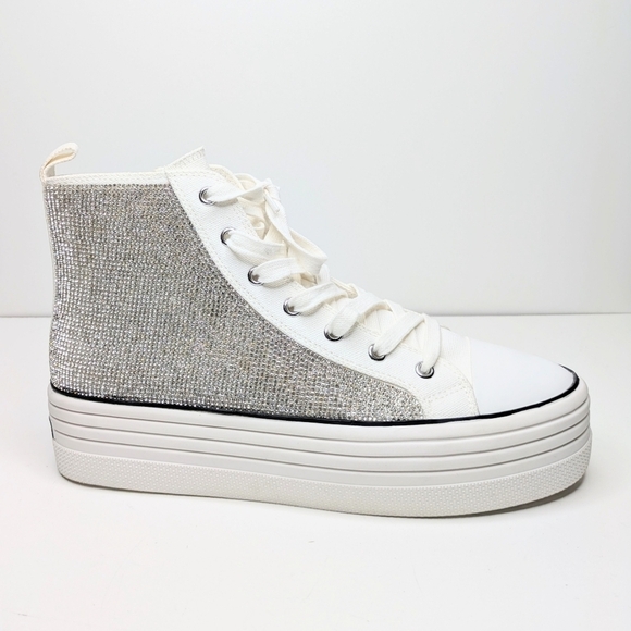 Steve Madden Shoes - Steve Madden Berker Rhinestones High Top Platform Side Zip Women's Size 10